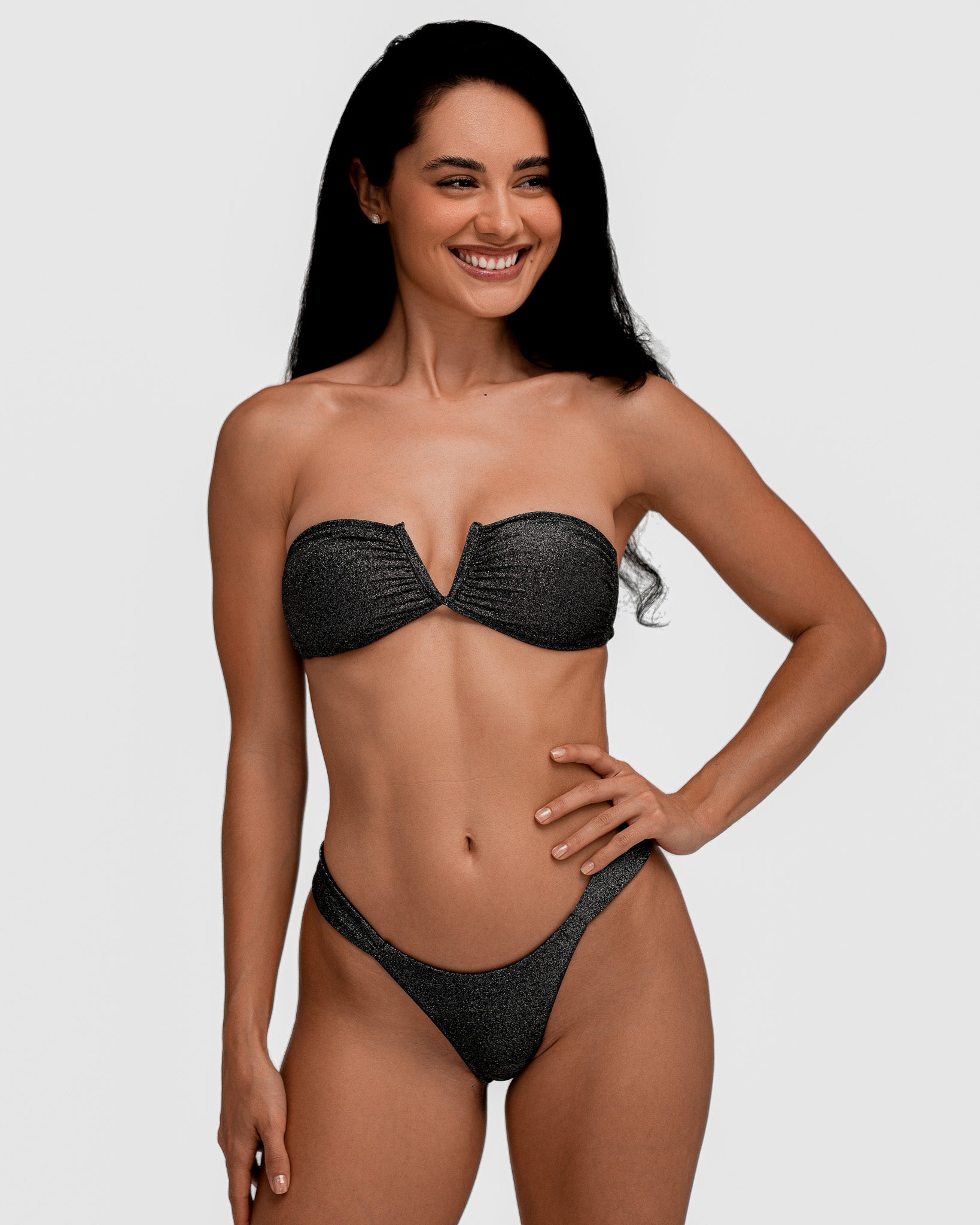 Luna shiny black bandeau top