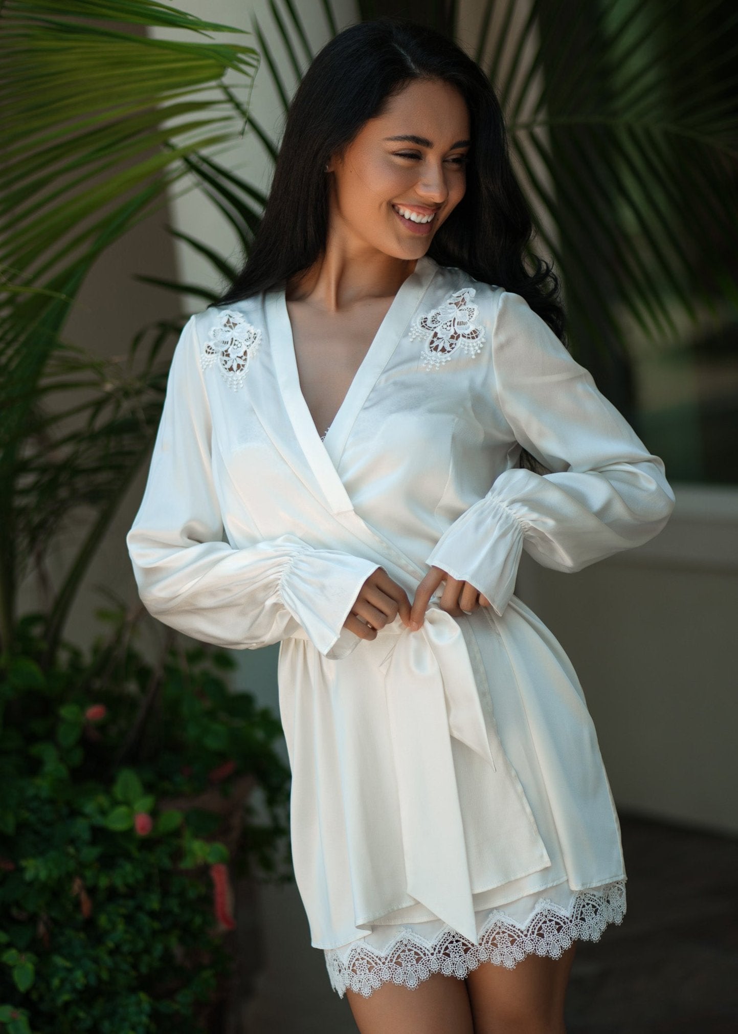Silk Santorini bridal robe