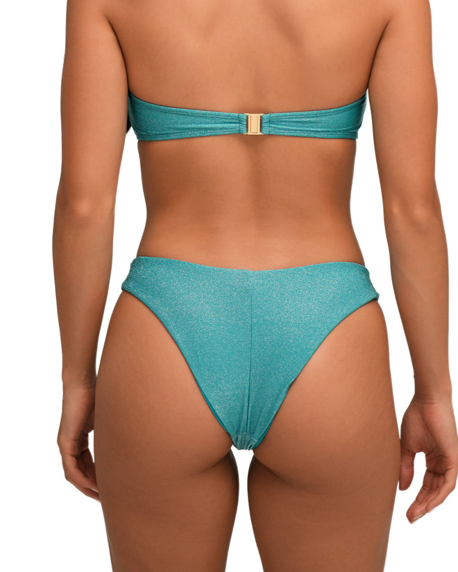 Casablanca shiny teal bikini bottom