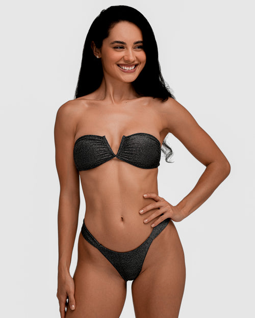 Luna shiny black bandeau top