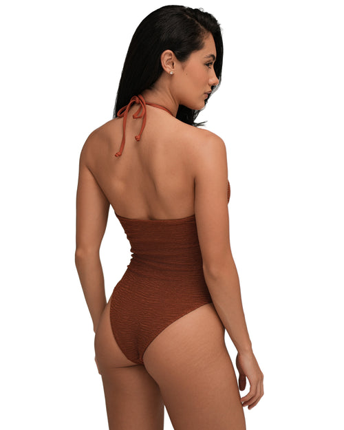 Bora Bora crinkle umber swimsuit